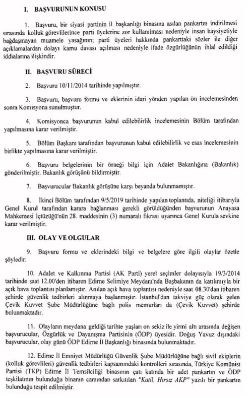 AYM’den bir skandal karar daha! Başkan Erdoğan ve AK Parti’ye ağır hakaret içeren pankartı ifade özgürlüğü saydı