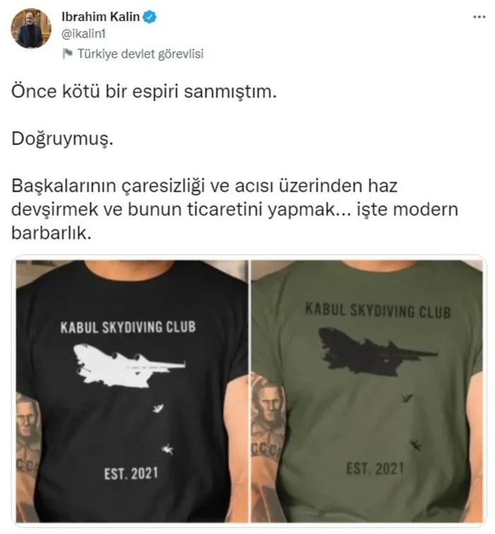 Son dakika: Skandal tişörtlere Türkiye'den sert tepki: Modern barbarlık! Uçaktan düşerek ölen Afganlarla dalga geçtiler - 2