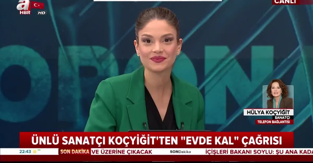Ünlü sanatçı Hülya Koçyiğit'ten A Haber ekranlarında 'Evde Kal' çağrısı