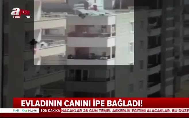 Evladının canını ipe bağladı!