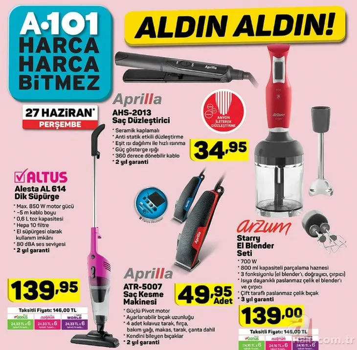 A101 aktüel 27 Haziran kataloğu: Bu hafta A101 aktüel ürünler kataloğu yine çok hesaplı!