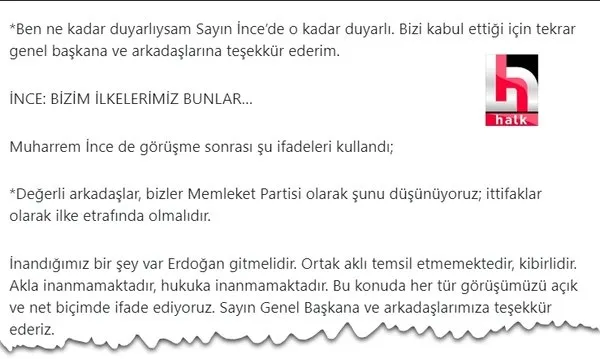 Halk TV’den İnce’ye terör sansürü! CHP medyası örgüt mesajını kelime kelime sildi