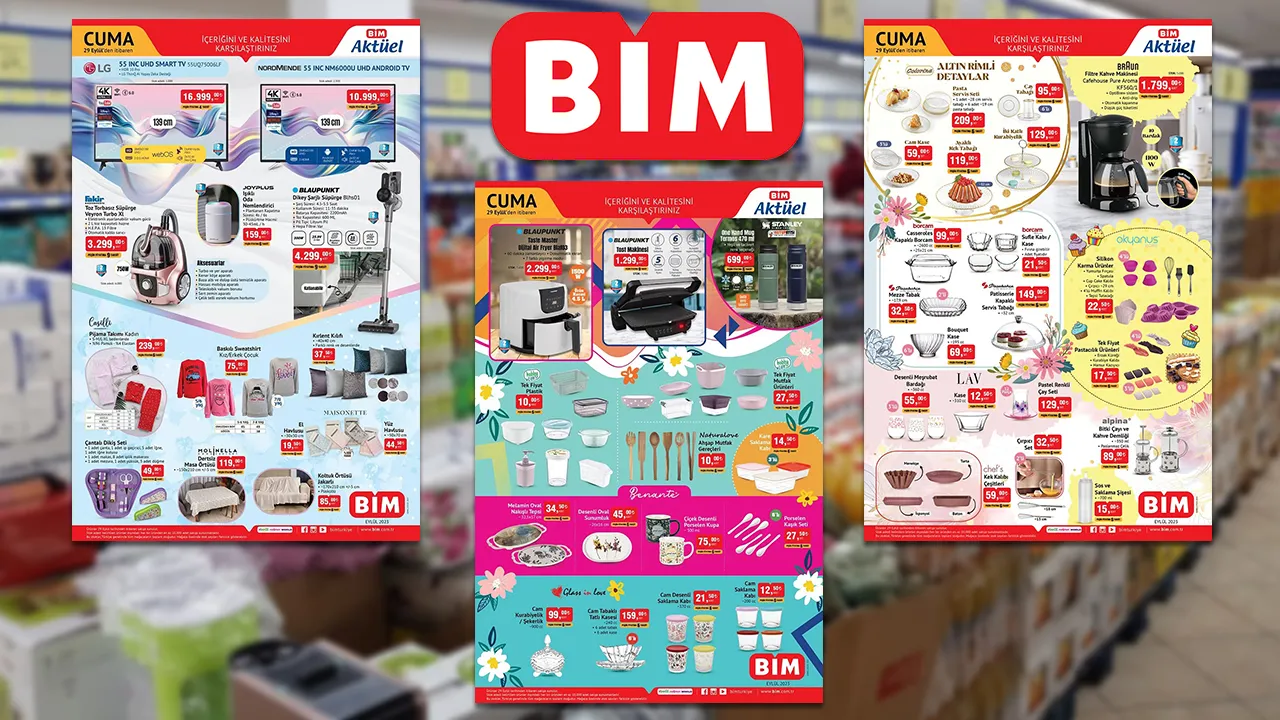 29 Eylül BİM aktüel ürünler kataloğu: BİM’e stanley termos, airfryer, tost makinesi, mini şarjlı pompa, LG LED TV, elektrikli Süpürge geliyor