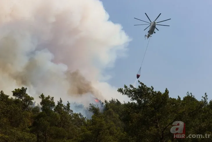 Marmaris’te orman yangını: Alevlerle mücadelede sürüyor! Şiddetli rüzgar endişesi