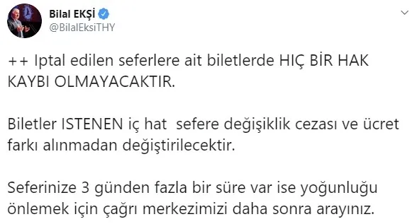 Son dakika: THY’den iç hat seferleri hakkında açıklama