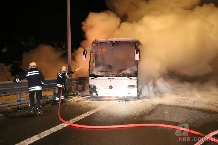 Cenaze taşıyan otobüs alev alev yandı!