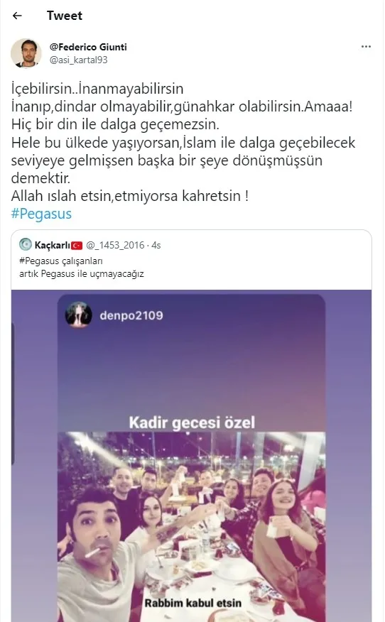 Pegasus çalışanlarından İslam inancına büyük saygısızlık! Kadir Gecesi çileden çıkaran paylaşım