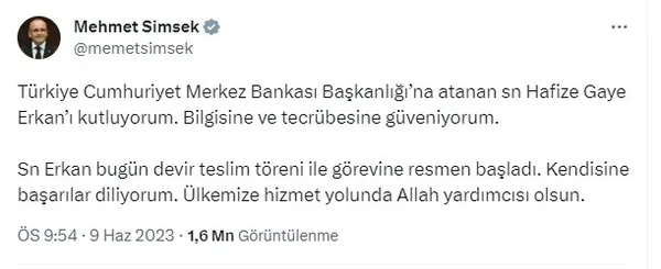 1686350228046.jpg Hazine ve Maliye Bakanı Mehmet Şimşek: Hafize Gaye Erkan'ın bilgisine tecrübesine güveniyorum - 1