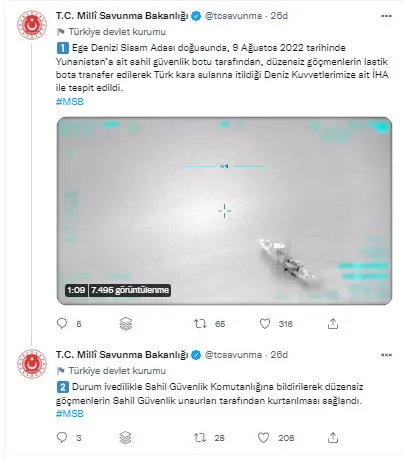 Yunanistan göçmenleri Türk kara sularına böyle itti! O anları İHA görüntüledi