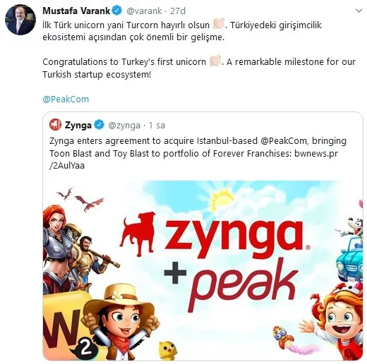 Son dakika haberi: Zynga, Türk oyun şirketi Peak Games’i almak için anlaştı
