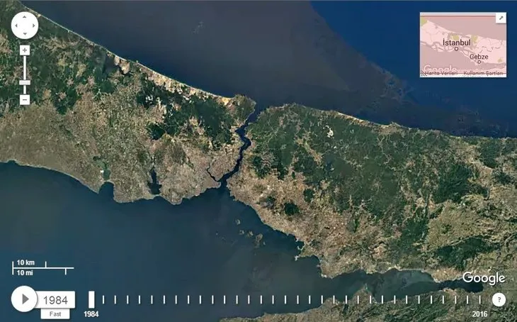 İstanbul’un uydu görüntüleriyle 32 yıllık değişimi