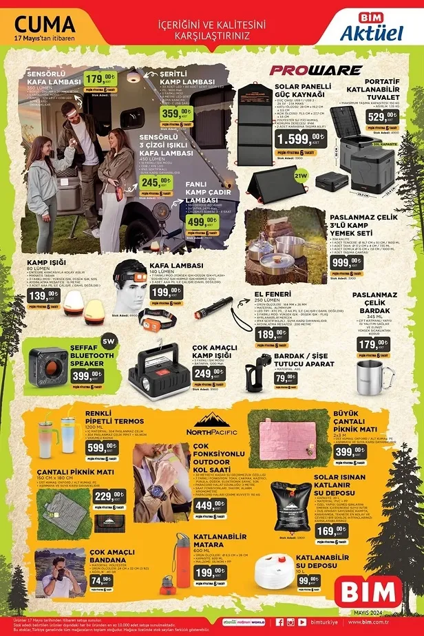 BİM 20 Mayıs aktüel ürünler kataloğu yayınladı! Katlanır sandalye ve masa, protatip kamp ocağı, katlanabilir matara ve su deposu uyguna satışta…