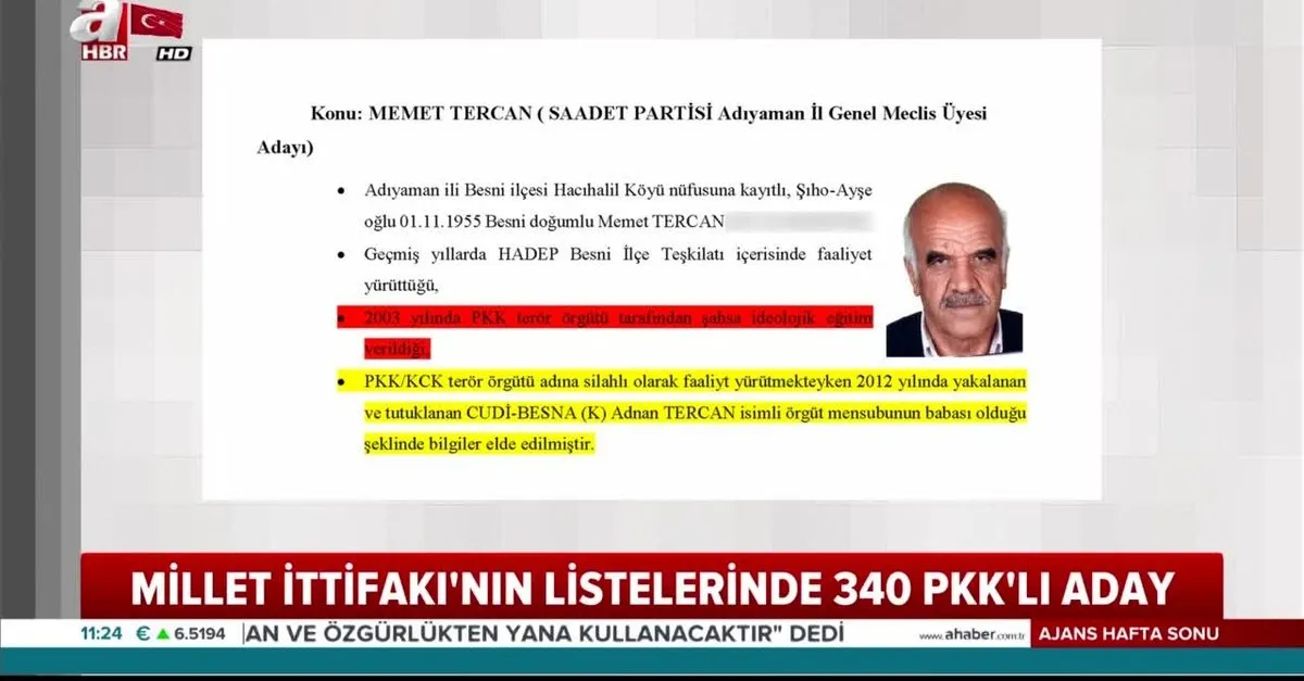 İstihbarat raporundan çıkan gerçek! Millet İttifakı'nın listesindeki  334 PKK'lı aday