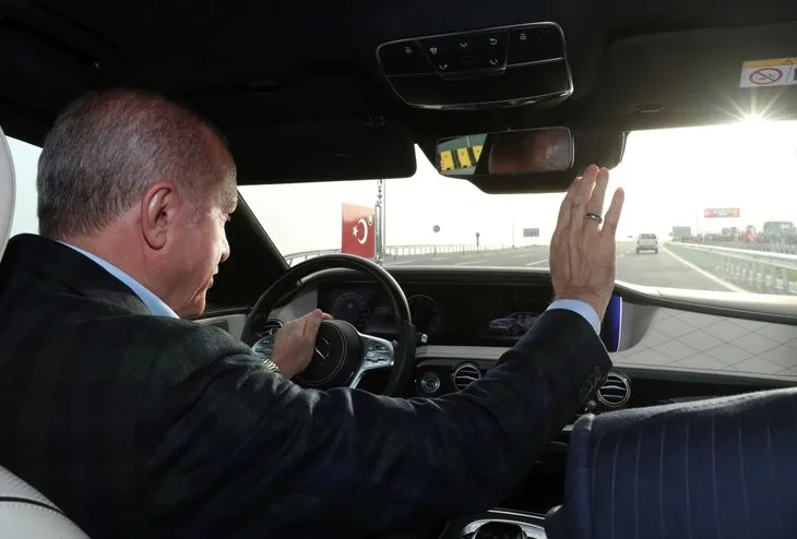 Başkan Erdoğan kurdeleyi kesip otomobille yolu test etti! Kuzey Marmara Otoyolu Kınalı-Odayeri Kesimi açıldı...