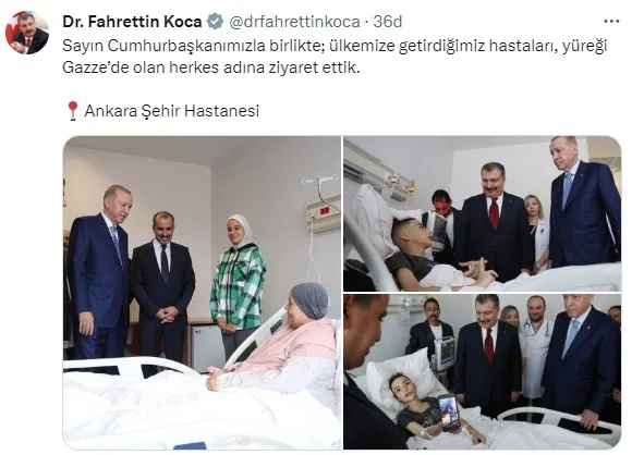 Başkan Erdoğan’dan Gazzeli hastalara ziyaret
