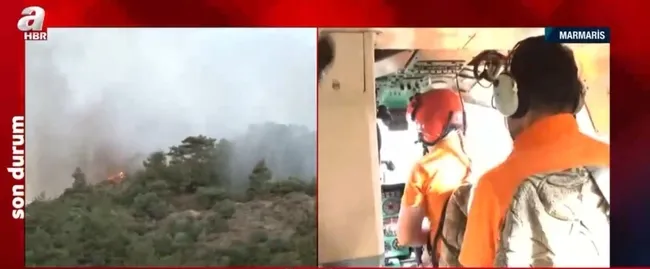 A Haber yangın söndürme helikopterinde! Çalışmalar günün ilk ışıklarıyla başladı