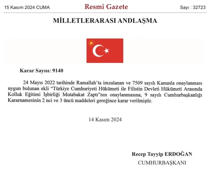 Türkiye ile Filistin arasında anlaşma Resmi Gazete’de!
