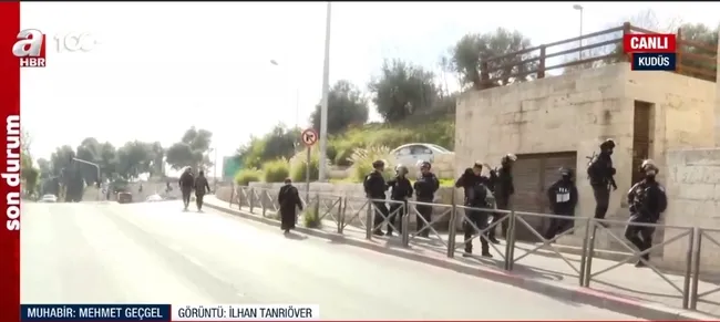 İsrail polisinden Cuma namazına biber gazlı müdahale! A Haber ekibi atılan gazdan etkilendi