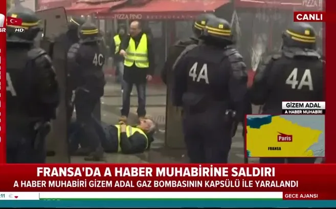 Fransa'da A Haber muhabirine saldırı