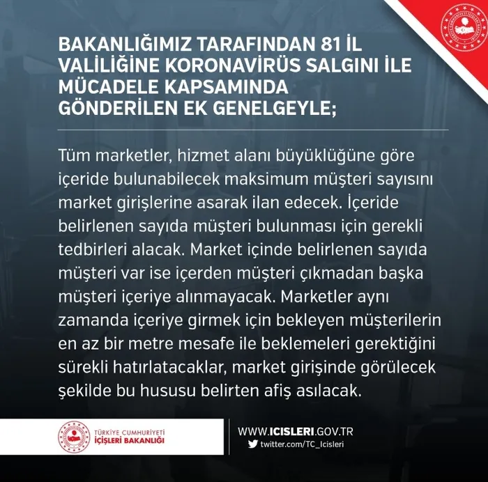 Son dakika: İçişleri Bakanlığı Bakanlığı koronavirüsle mücadelede 81 ile yeni genelge gönderdi