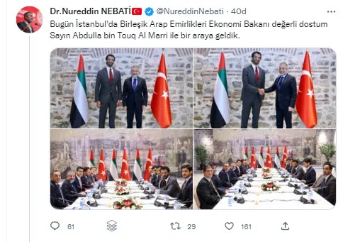 Son dakika: Hazine ve Maliye Bakanı Nureddin Nebati, İslam Kalkınma Bankası Başkanı Muhammed Al Jasser ve BAE’li mevkidaşı ile görüştü