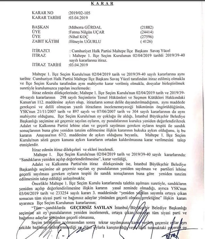 İstanbul İl Seçim Kurulu’nun yeni başkanı Ziya Bülent Öner oldu