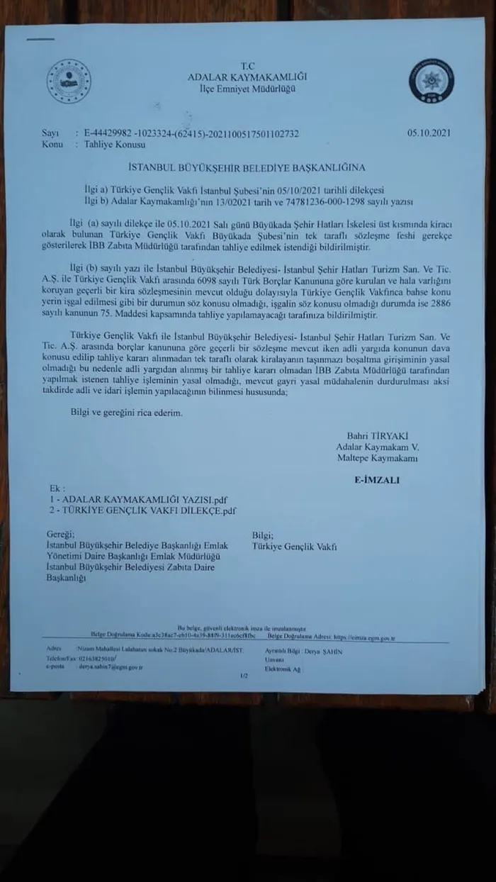 TÜGVA için tahliye kararının olmadığı belgelendi! İBB, Kaymakam Bahri Tiryaki’nin resmi yazısına rağmen....