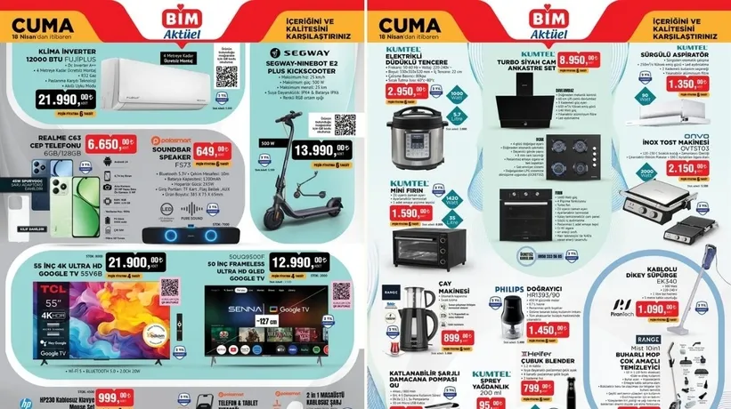 BİM 18 Nisan Cuma kataloğunda indirimler sıralandı: Klima 21.990 TL, Mini fırın 1.590 TL...
