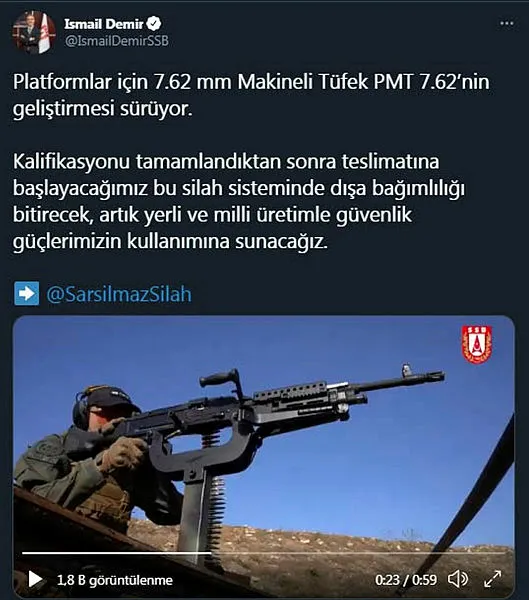 Makineli Tüfek PMT 7,62 TSK’ya kesintisiz atış sunacak | Cumhurbaşkanlığı Savunma Sanayii Başkanı Demir duyurdu - 1