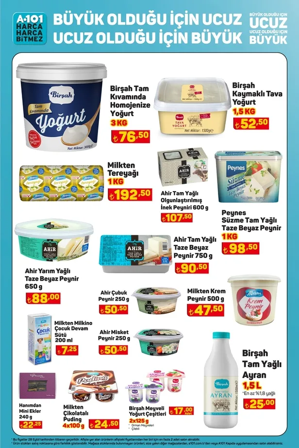 A101 uygun fiyatlı ürünlerini bir katalogda topladı! 192,50 TL’den 1kg tereyağı, 90,50 TL’den 750gr beyaz peynir, 25 TL’den 1,5L ayran, 61 TL’den 5kg un satışa sunuyor - 8