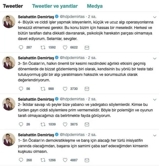 Demirtaş'tan Öcalan'ın 'tarafsızlık' çağrısı sonrası geri vites - 1