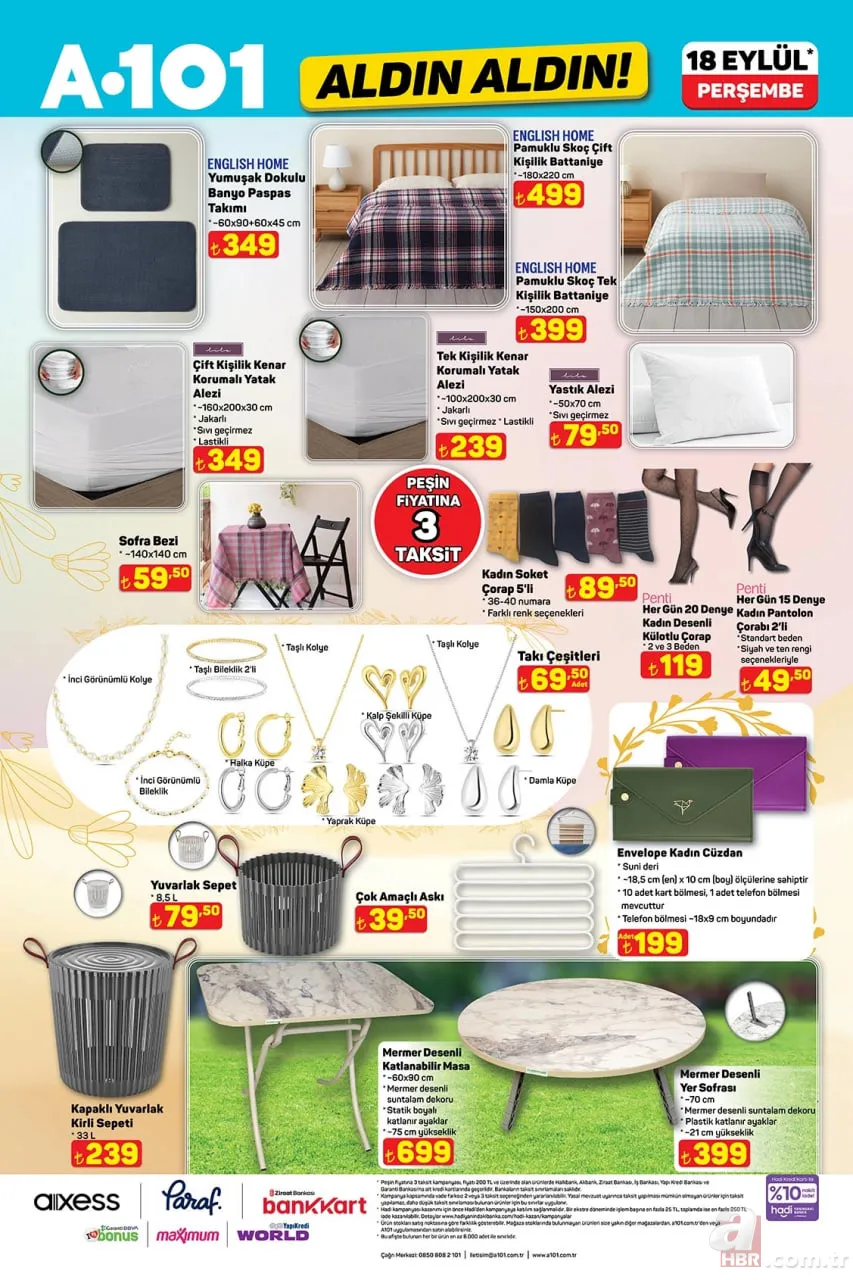 18 Eylül A101 Aldın Aldın kataloğu satışta! Bu hafta A101 indirimlerinde neler var? TV, bisiklet, yağ, tavuk, pirinç 10