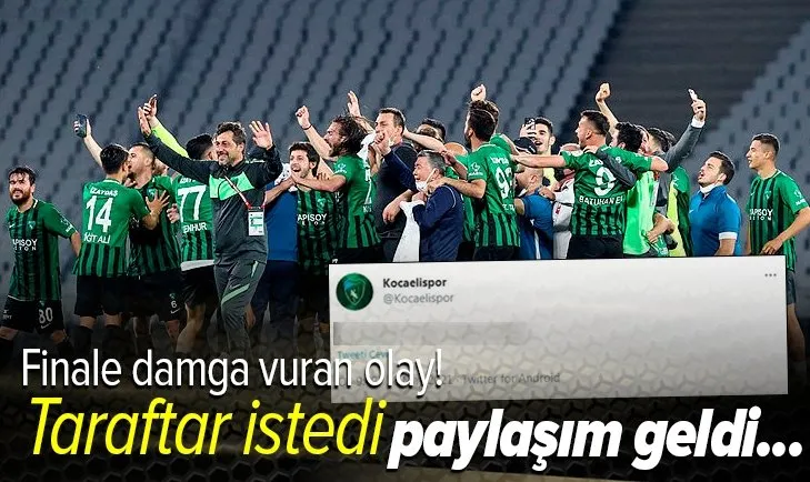 Kocaelispor - Sakaryaspor finaline damga vurdu! Taraftar istedi paylaşım da geldi...