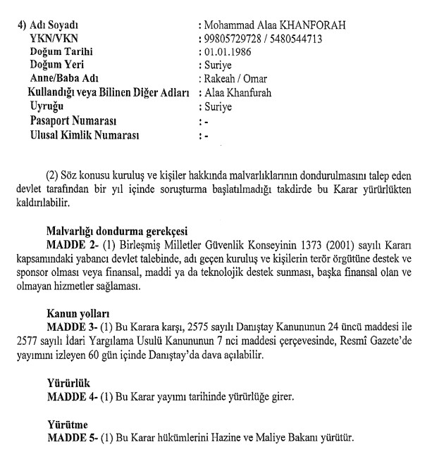 Son dakika: Karar Resmi Gazete’de! O kişilerin Türkiye’deki malvarlıkları donduruldu