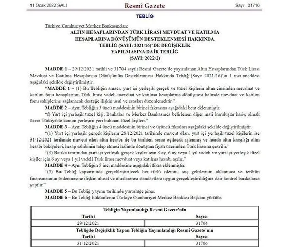 Döviz hesaplarının TL mevduatlarında değişiklik Resmi Gazete’de!