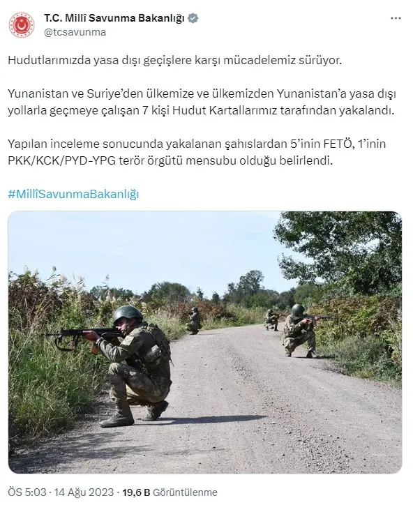 MSB: 5’i FETÖ 1’i PKK terör örgütü mensubu 7 kişi yakalandı