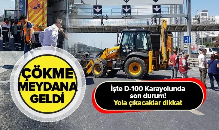 D-100 Karayolu çökme nedeniyle trafiğe kapatıldı