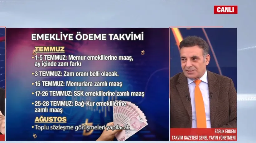 Emekliye ödeme takvimi! Faruk Erdem A Haber'de anlattı: Emeklileri ve memurları sıcak bir yaz bekliyor
