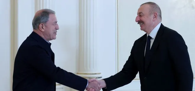 Milli Savunma Bakanı Hulusi Akar ve TSK komuta kademesi Azerbaycan’da İlham Aliyev ile görüştü