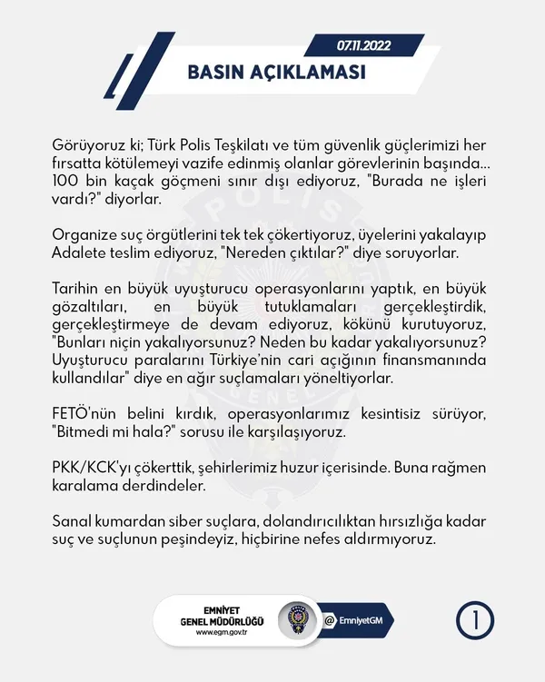 Son dakika: Emniyet Genel Müdürlüğü’nden algı operasyonlarına tepki! Türk polisini kötülemeyi vazife edinmişler