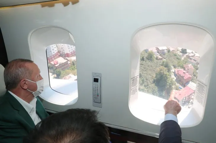 Başkan Erdoğan sel felaketinin yaşandığı Giresun’da! Bölgeyi havadan inceledi