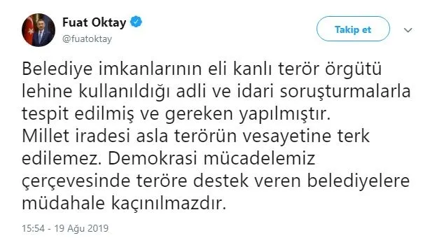 Cumhurbaşkanı Yardımcısı Fuat Oktay: Millet iradesi asla terörün vesayetine terk edilemez - 1
