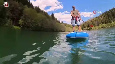 Şavşat Karagöl’de kürek sörfü keyfi