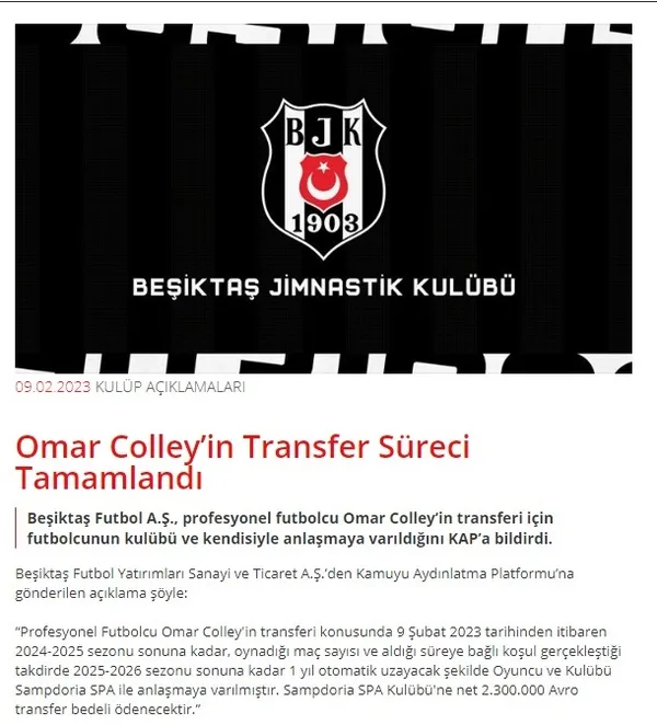 Beşiktaş’tan savunmaya takviye: Gambiyalı futbolcu Omar Colley ’Kartal’ oldu