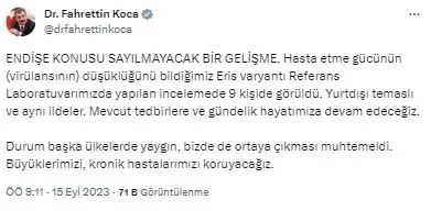 Eris varyantı Türkiye’de! Sağlık Bakanı Fahrettin Koca duyurdu: 9 kişide görüldü