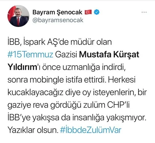 CHP’li İBB 15 Temmuz gazisini mobing uygulayarak istifa ettirdi! AK Parti’den sert tepki geldi: Zulüm var