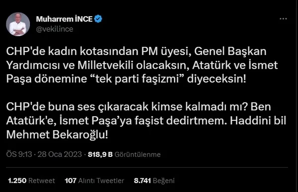 CHP’li Mehmet Bekaroğlu kendi partisine ’faşist’ dedi! Muharrem İnce sinir küpüne döndü