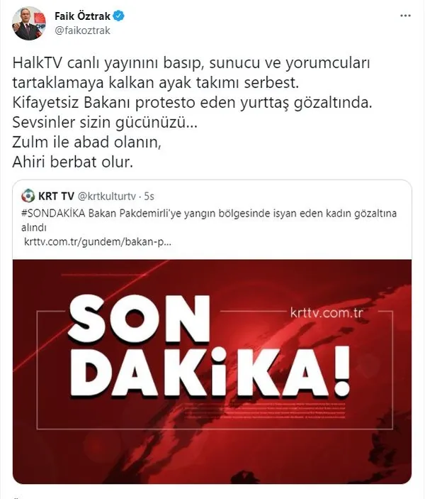 CHP Sözcüsü Faik Öztrak’a İçişleri Bakan Yardımcısı Ersoy’dan tepki: Vallahi bıktık, billahi bıktık bu yalanlarınızdan