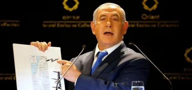 Netanyahu, İsrail’in Golon Tepeleri’ni işgalini gösteren yeni haritasını tanıttı