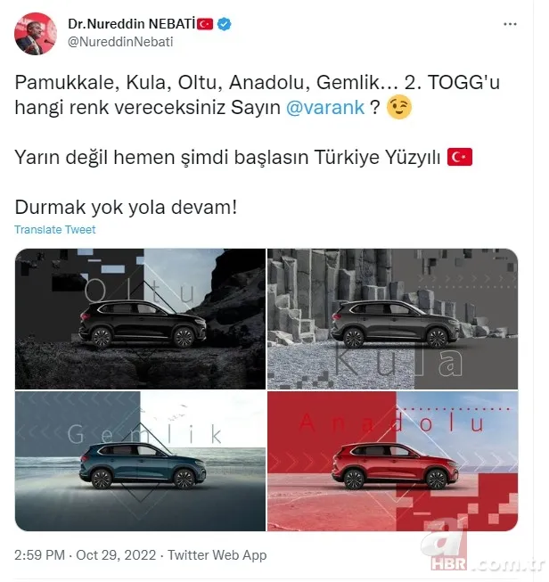SON DAKİKA: Togg'un renkleri açıklandı! Dikkat çeken "Anadolu" detayı 2